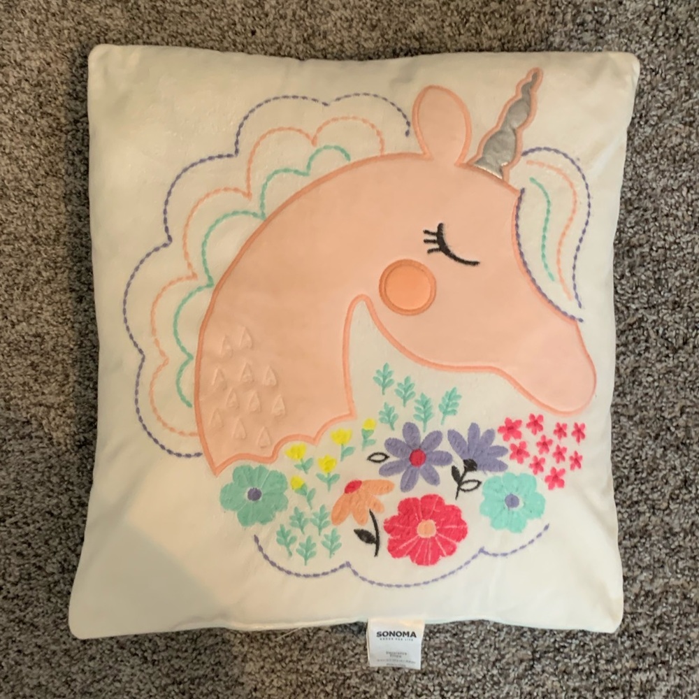 Sonoma unicorn decorative pillow size 16”x16”